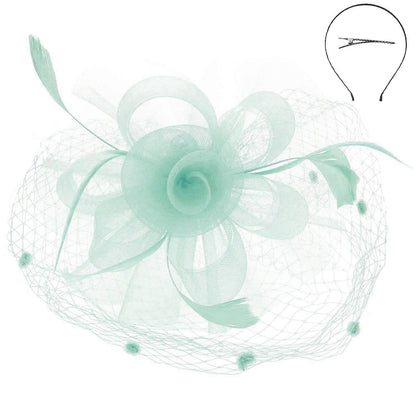 Flower w/ Dotted Netting Mesh Women's Fascinator