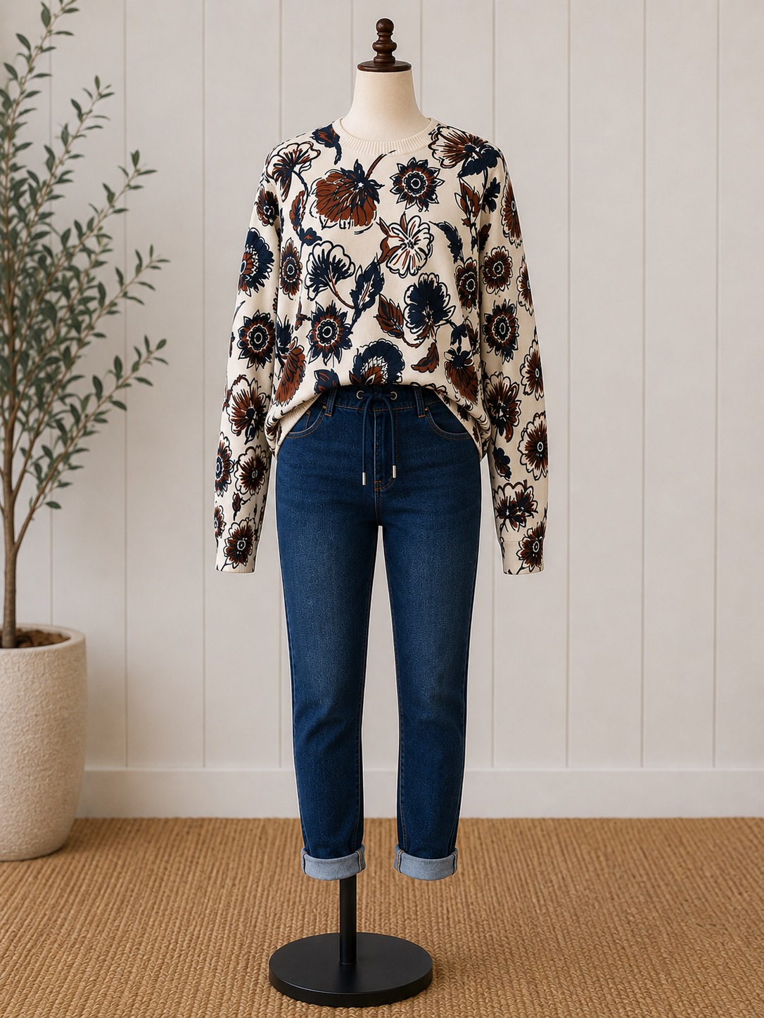 Charlie B Knit Jogger Pants with Elastic Waistband and Pockets