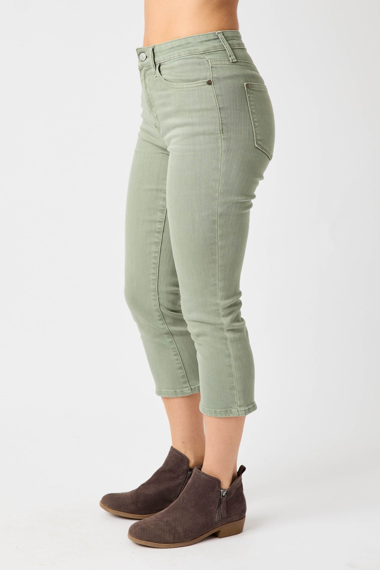 Judy Blue garment dyed sage capris