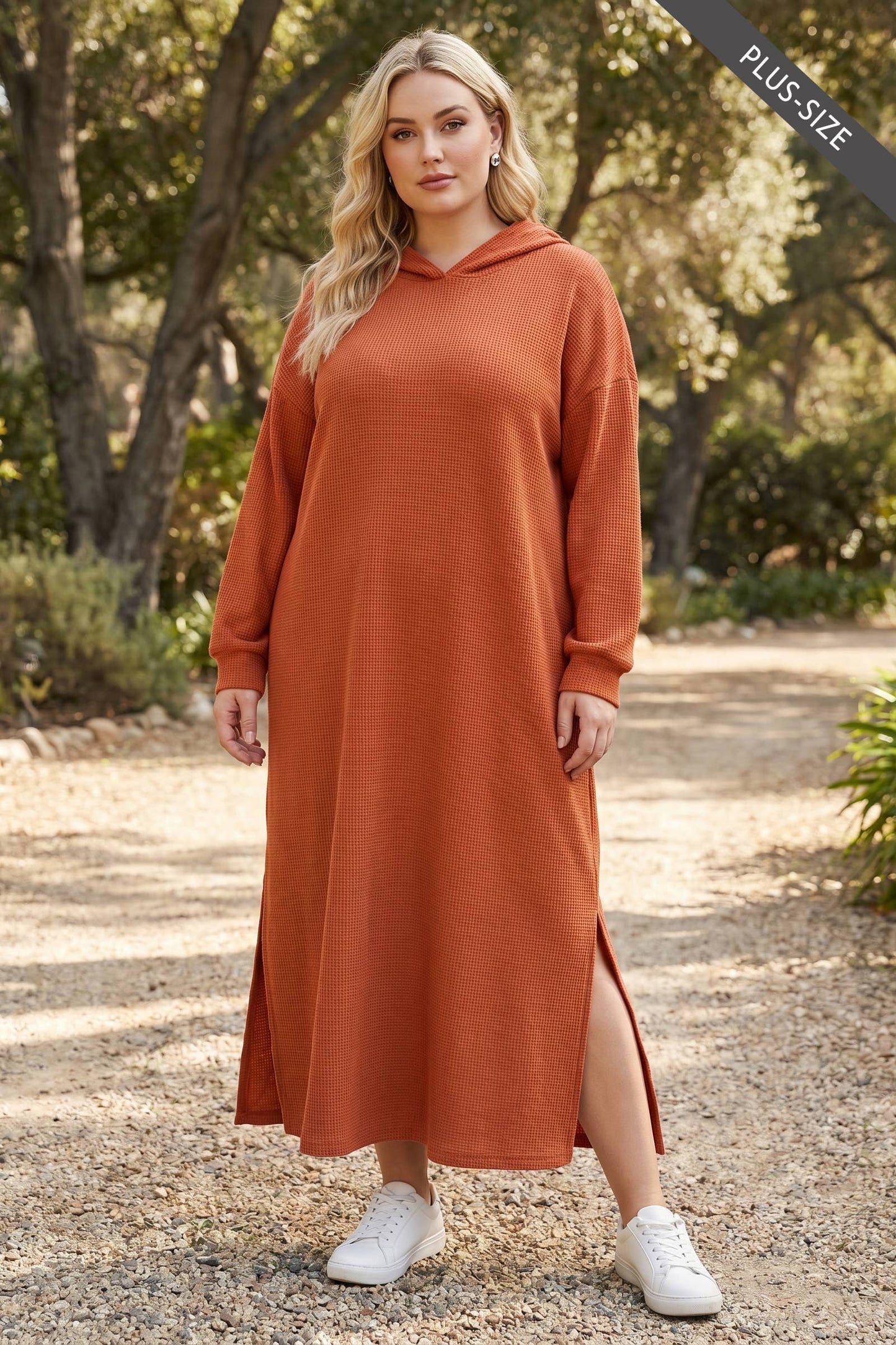 Plus Size Waffle Knit Thermal Duster
