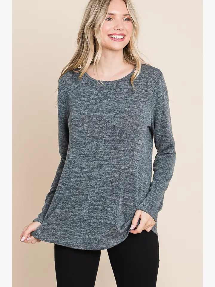 Plus Size Solid Knit Top with Back Lace Detail - 2 Colors