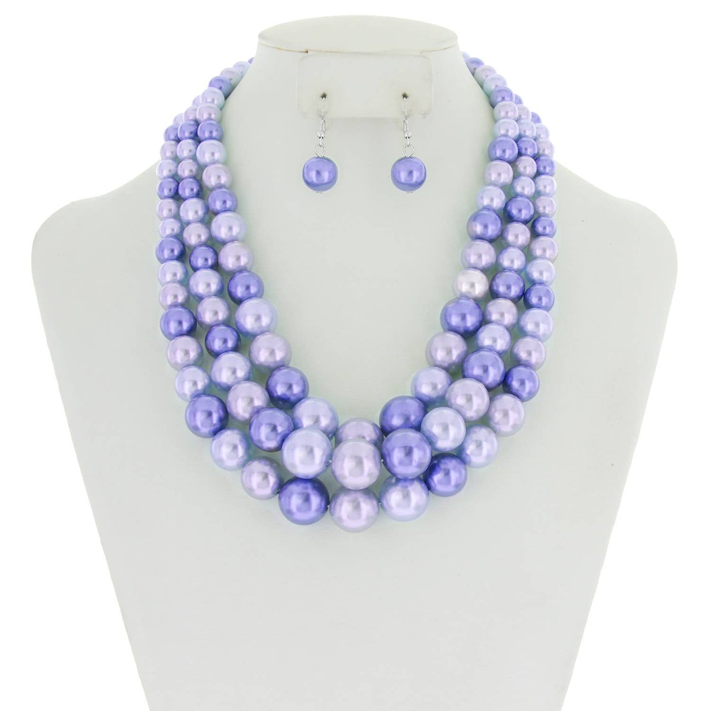Multi-Strand Pearl Bead Necklace Earring Set