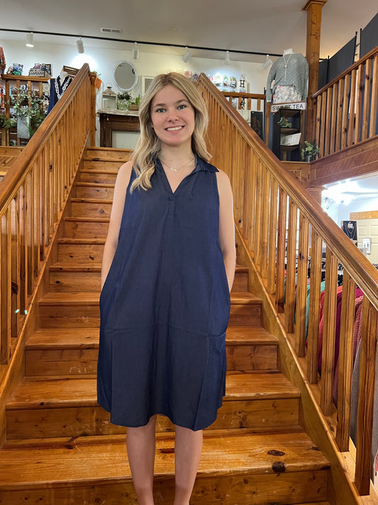 Keren Hart Sleeveless Denim Dress with Pockets