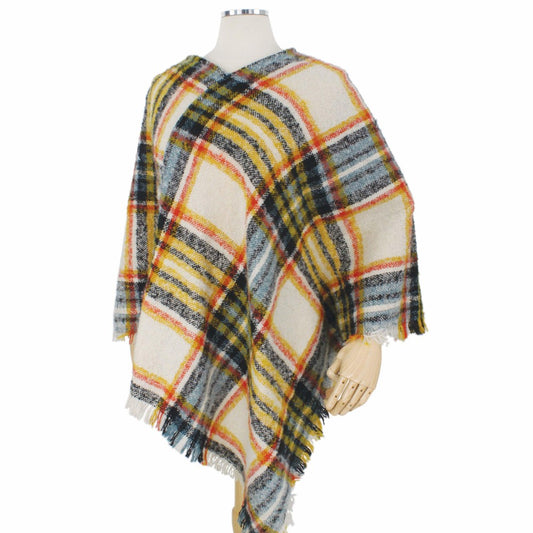 Fall plaid woven poncho