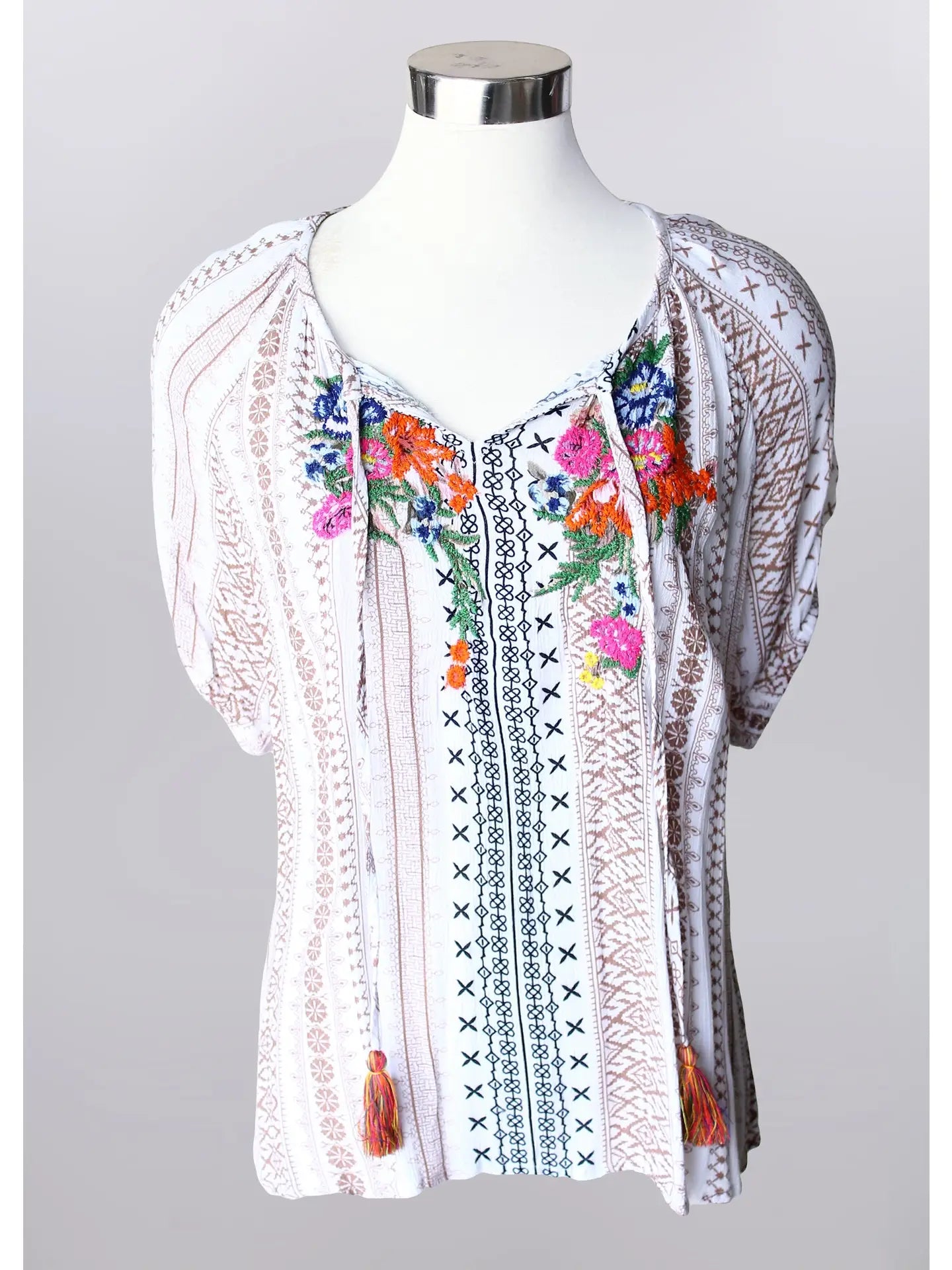Keren Hart Short Sleeve Embroidered Top