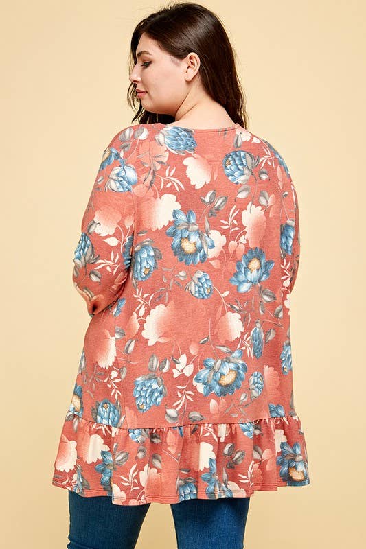 Plus Size Floral Swing Tunic Top
