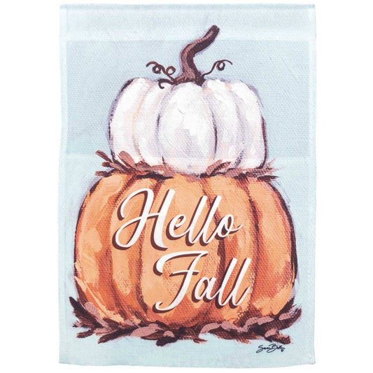 Garden Flag - Hello Fall Pumpkin Stack