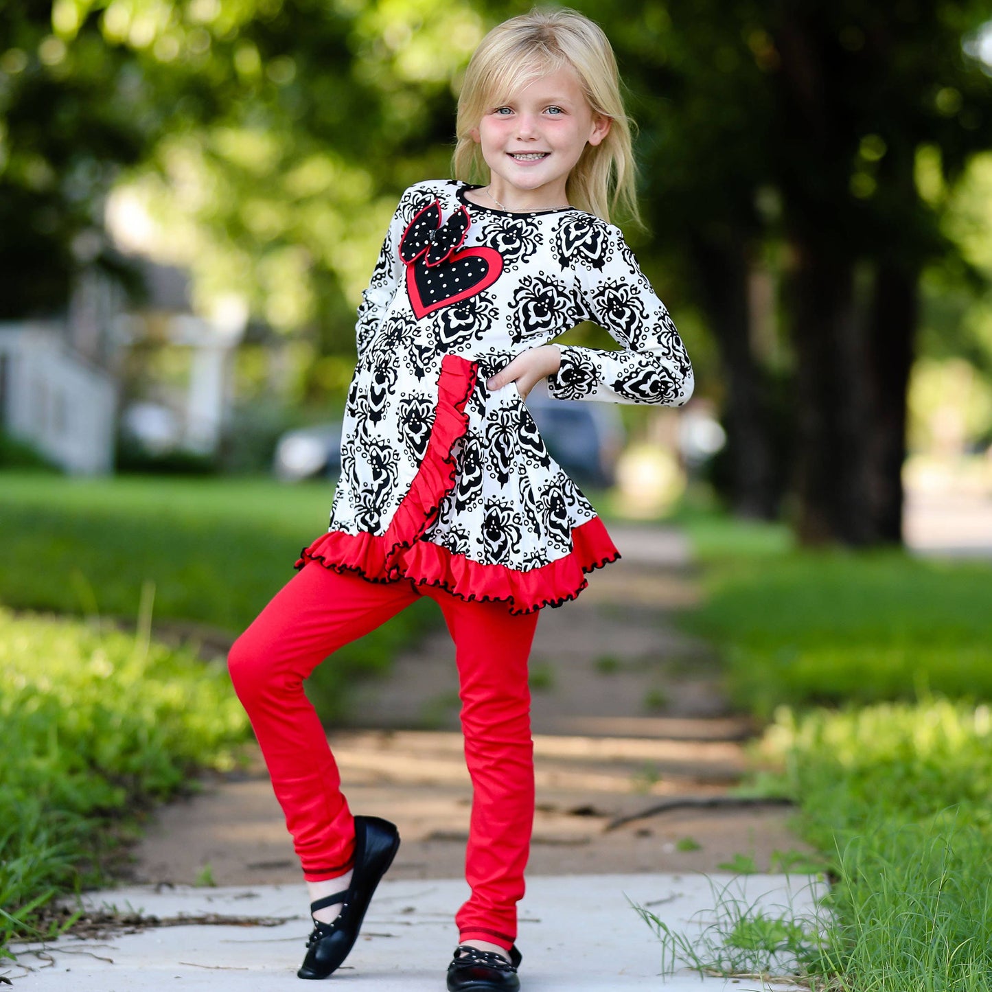Damask Heart AnnLoren Girls Legging Outfit
