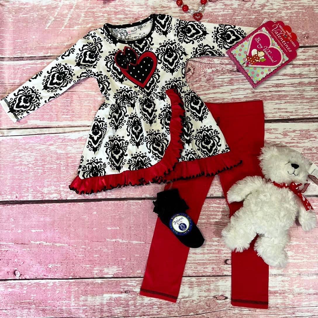 Damask Heart AnnLoren Girls Legging Outfit