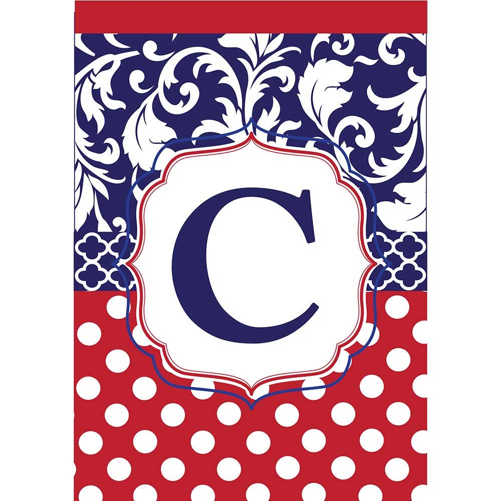 Garden flag - Monogram "C" Red, White & Blue