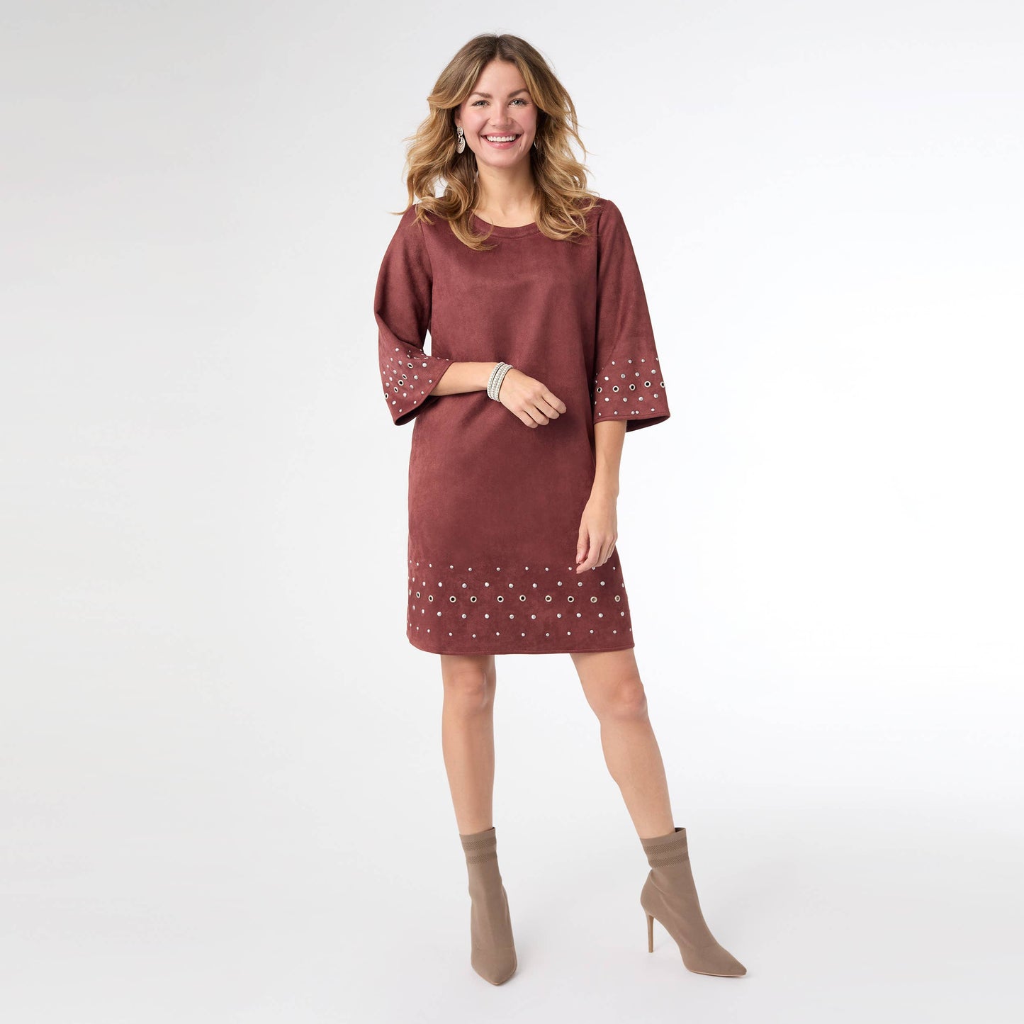Seri Faux Suede Dress with Rivet Detail - 2 colors