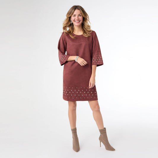 Seri Faux Suede Dress with Rivet Detail - 2 colors