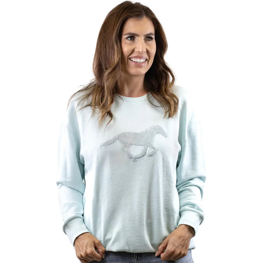 Horse Applique Sky Blue Sweatshirt
