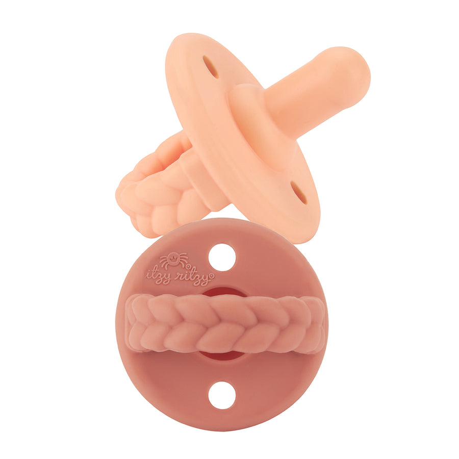 Itzy Ritzy Sweetie Soother - Apricot & Terracotta Braids 0M+