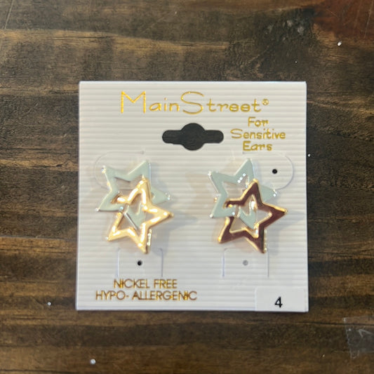 Silver and gold star earrings #4