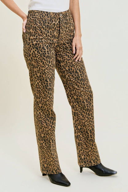 Judy Blue High Waist, Tummy Control Leopard Classic Straight
