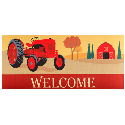 DOORMAT INSERT WELCOME RED TRACTOR