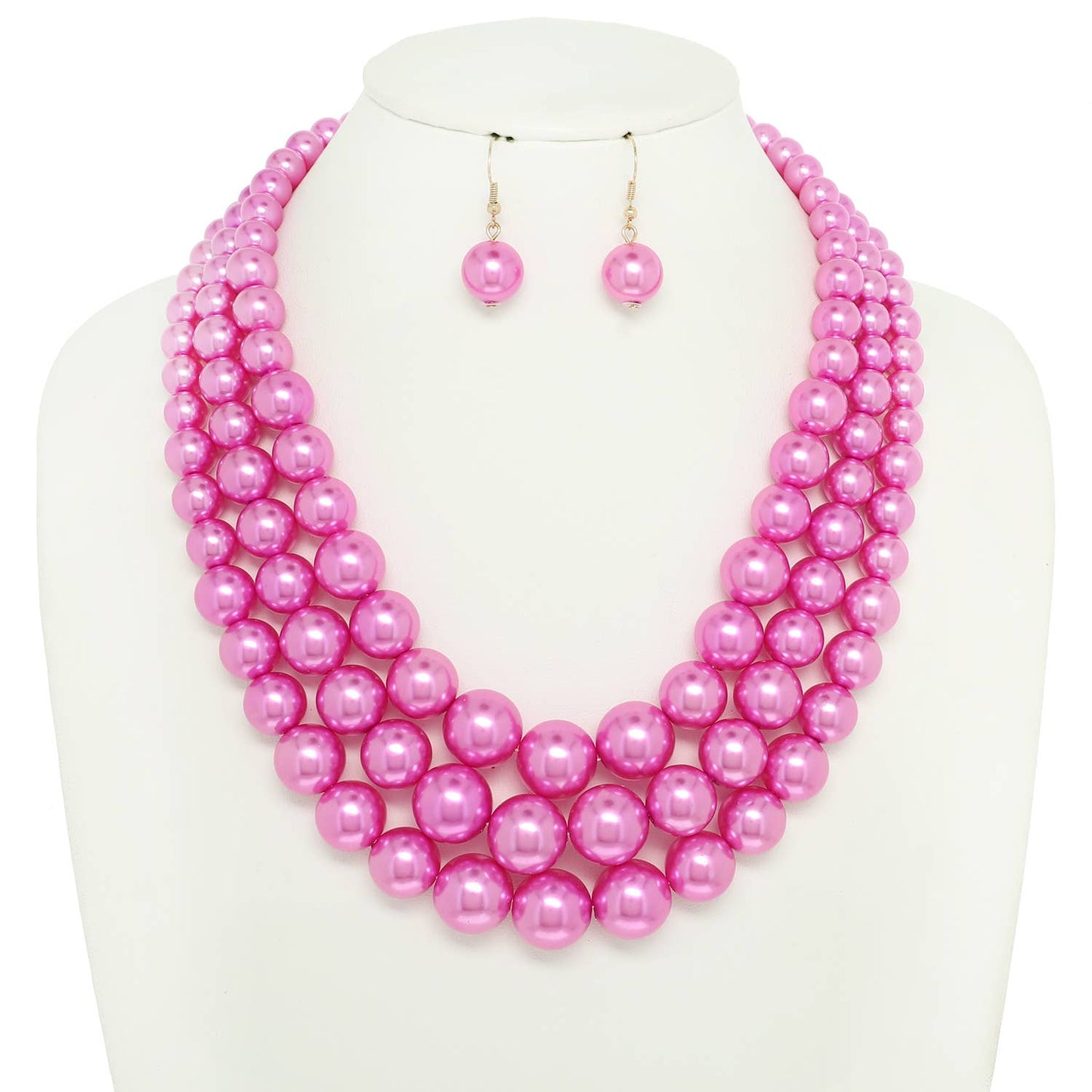 Multi-Strand Pearl Bead Necklace Earring Set
