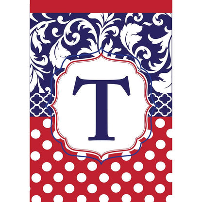 Garden flag - Monogram "T" Red, White & Blue