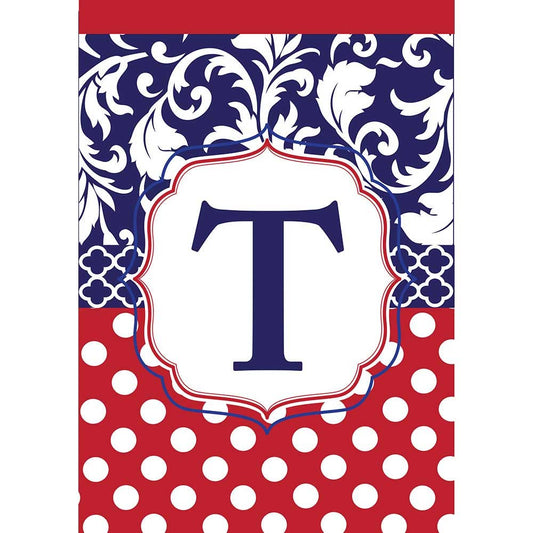Garden flag - Monogram "T" Red, White & Blue