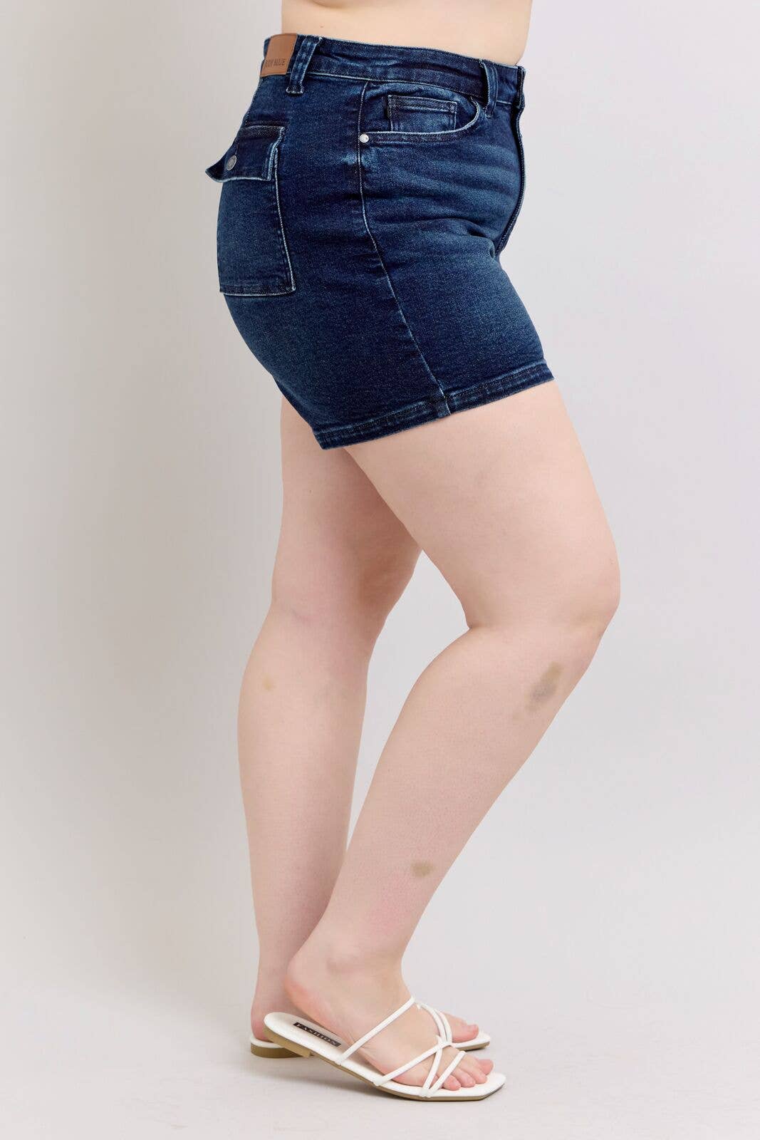 Back Flap Pocket High Waisted Shorts- PLUS