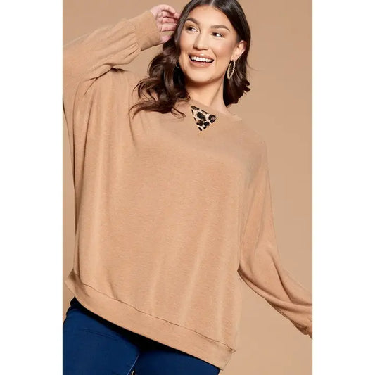 Plus Size Animal Contrast Tunic