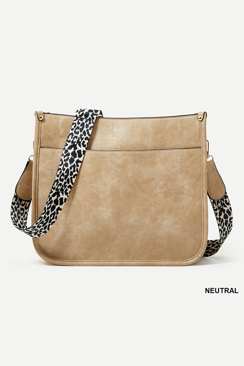 Vegan Leather Leopard Strap Crossbody Purse