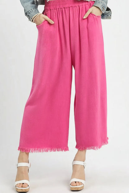 Umgee Spring Color Linen Blend Elastic Waist Bottoms