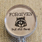Forgiven But Still Feral Raccoon Badge Reel – Funny Retractable Nurse ID Holder, Acrylic Swivel Badge Clip for Healthcare Workers
