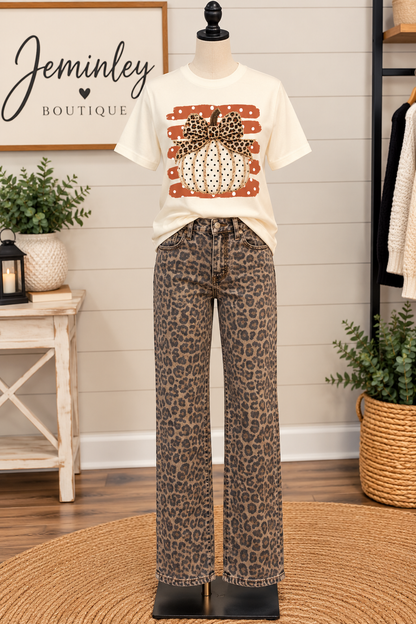 Tultex Orange Stripe Polka Dot Pumpkin Tee