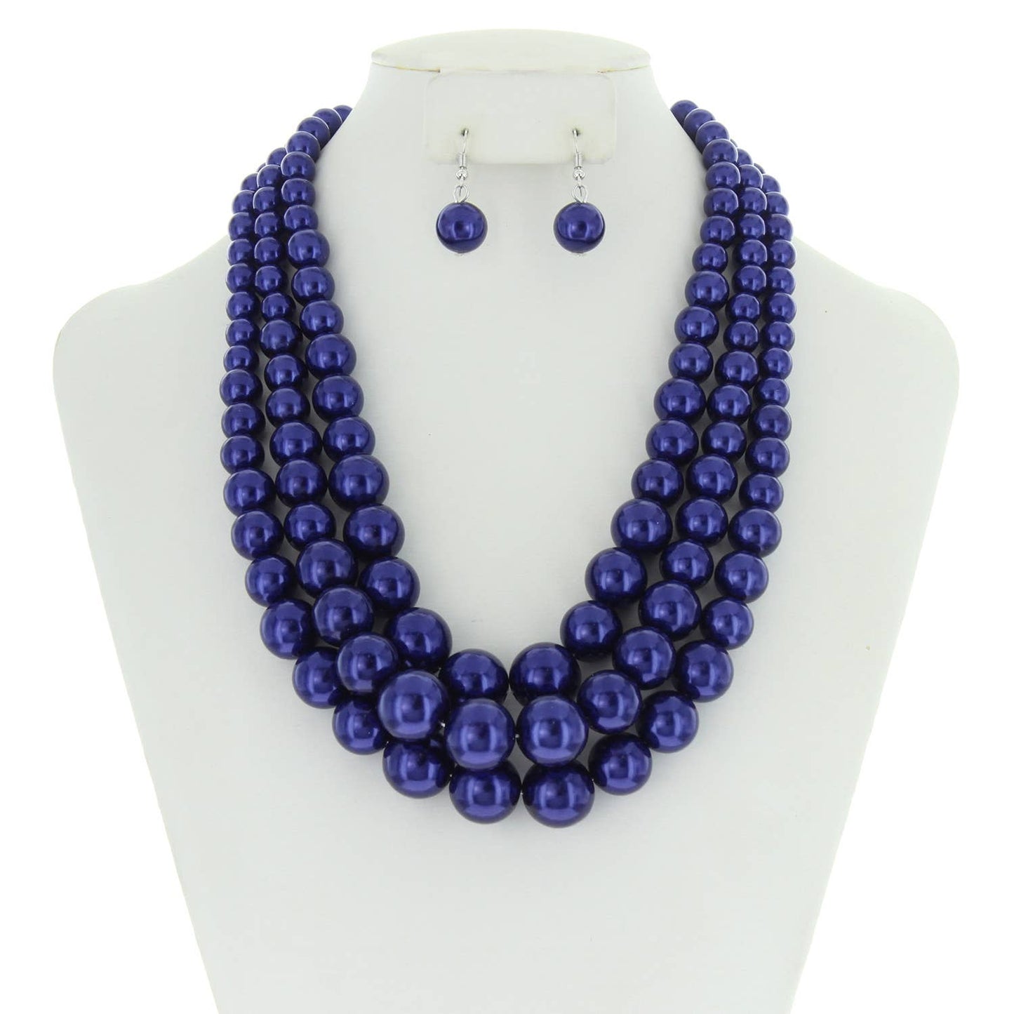 Multi-Strand Pearl Bead Necklace Earring Set