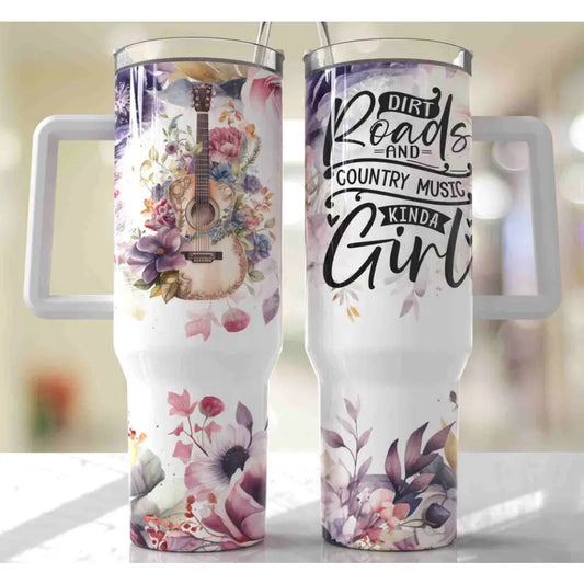 Dirt Roads and Country Music 40oz. Tumbler with Handle