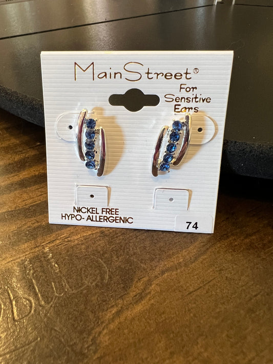 Silver earrings with blue stones