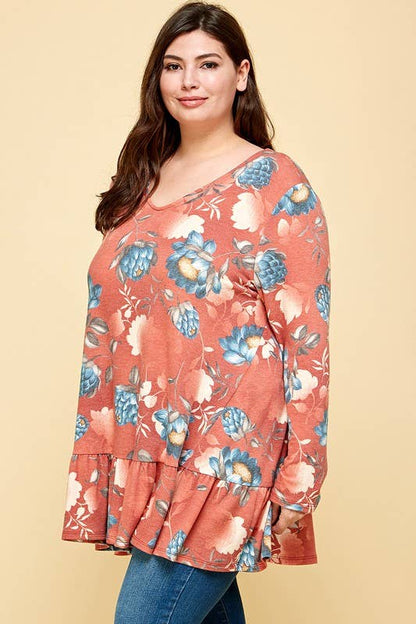 Plus Size Floral Swing Tunic Top