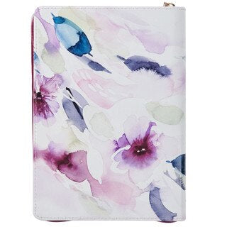 Trust in the Lord Plum Floral Faux Leather Classic Journal with Zipper Closure - Proverbs 3:5