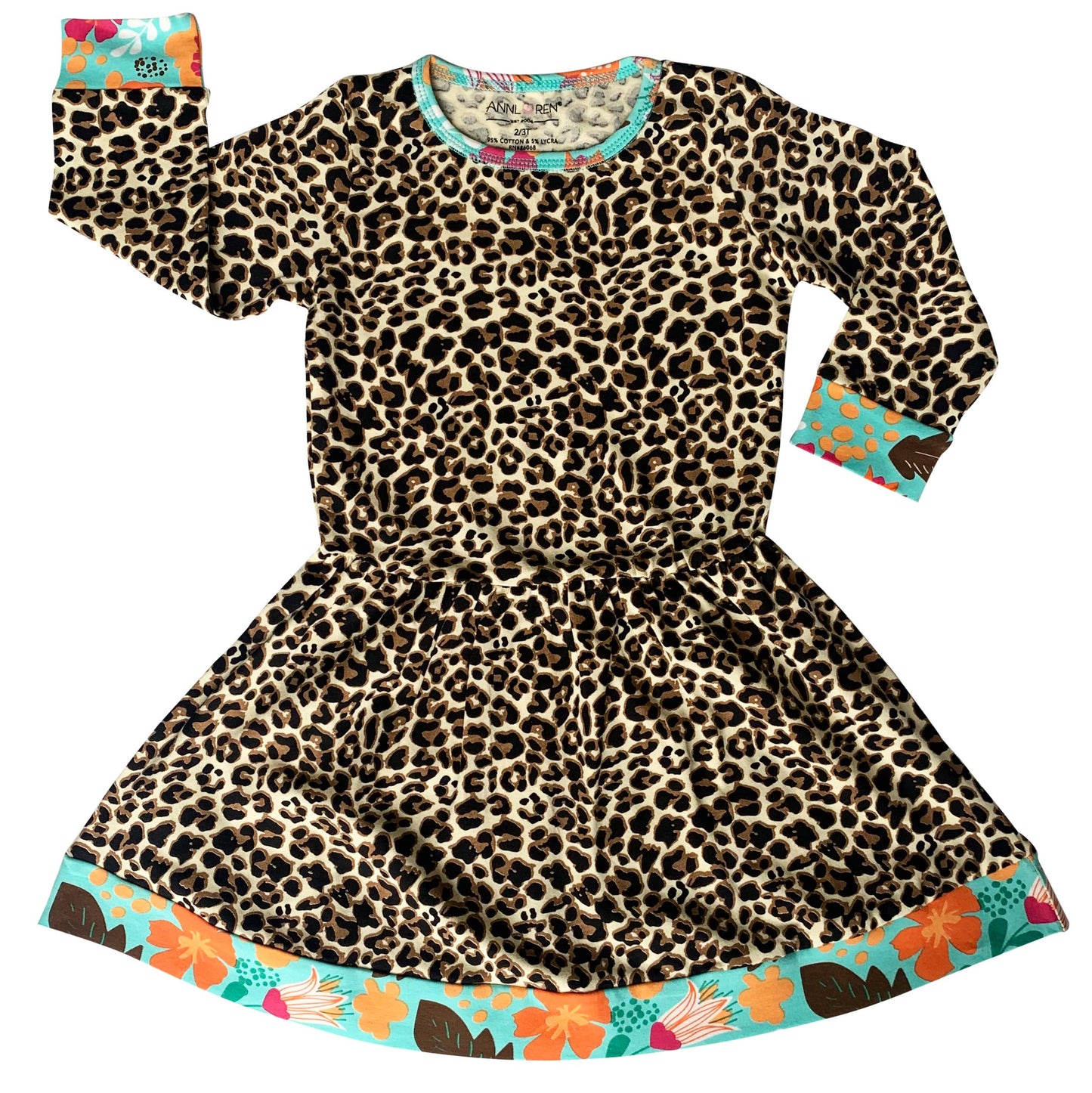 Big Girls 9/10 Leopard Rose Floral Swing Dress Kids Clothing