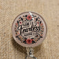 She Is Fearless Badge Reel – Floral Retractable ID Holder with Swivel Alligator Clip