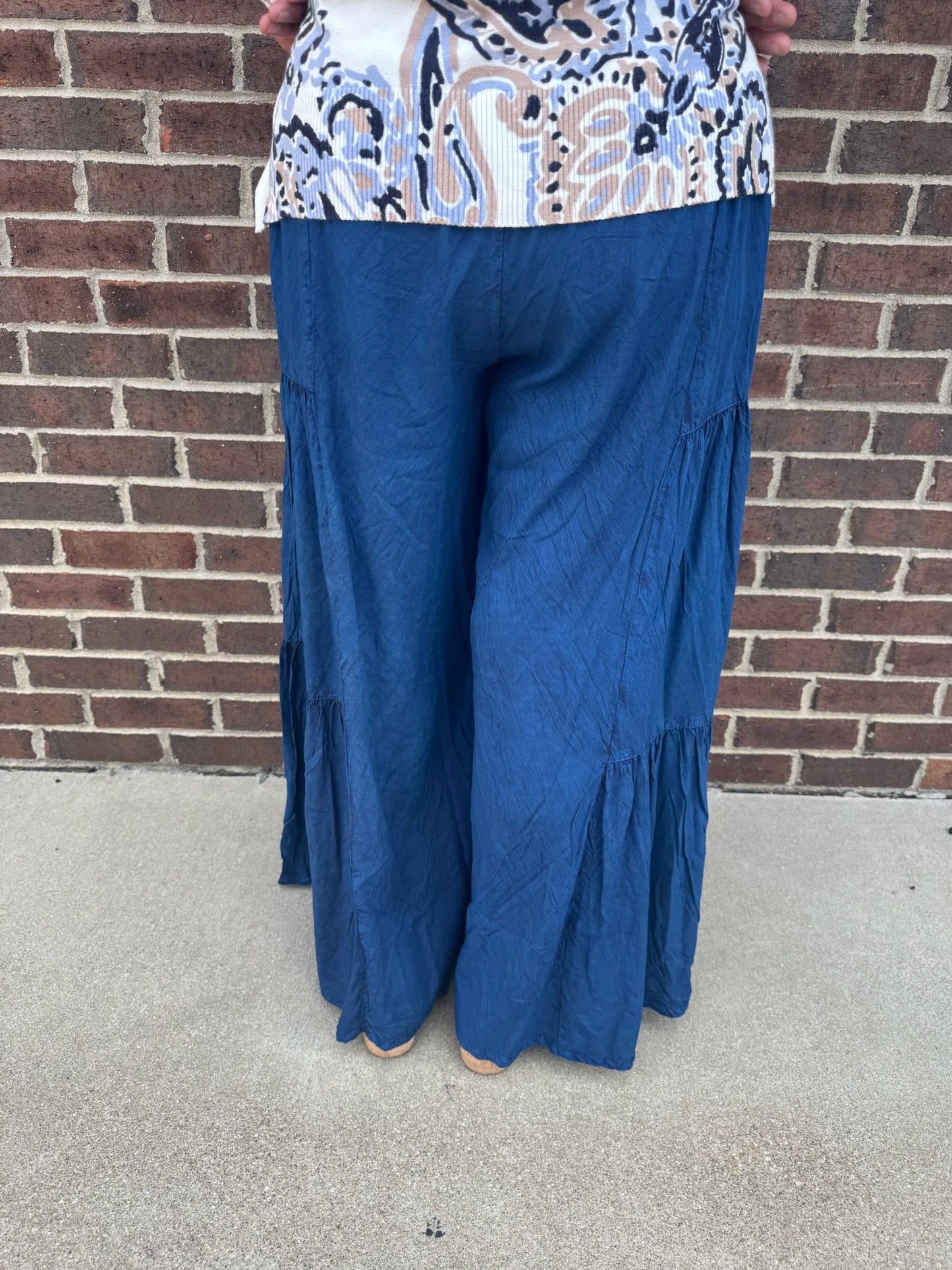 Tiered Flowy Navy Pants