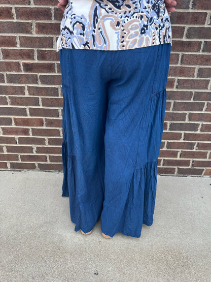 Tiered Flowy Navy Pants