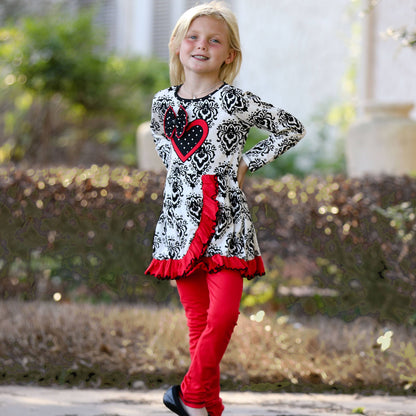 Damask Heart AnnLoren Girls Legging Outfit