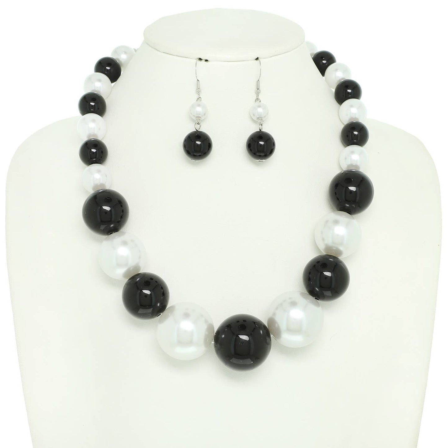 Pearl Large Bead Statement Necklace Earring Set