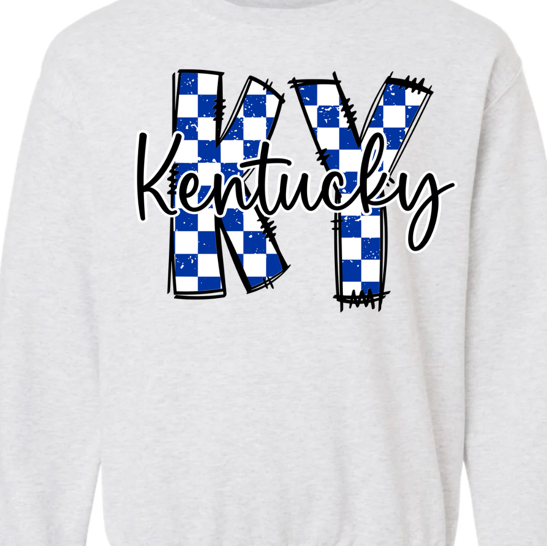 Kentucky Blue Checkered Tee or Sweatshirt