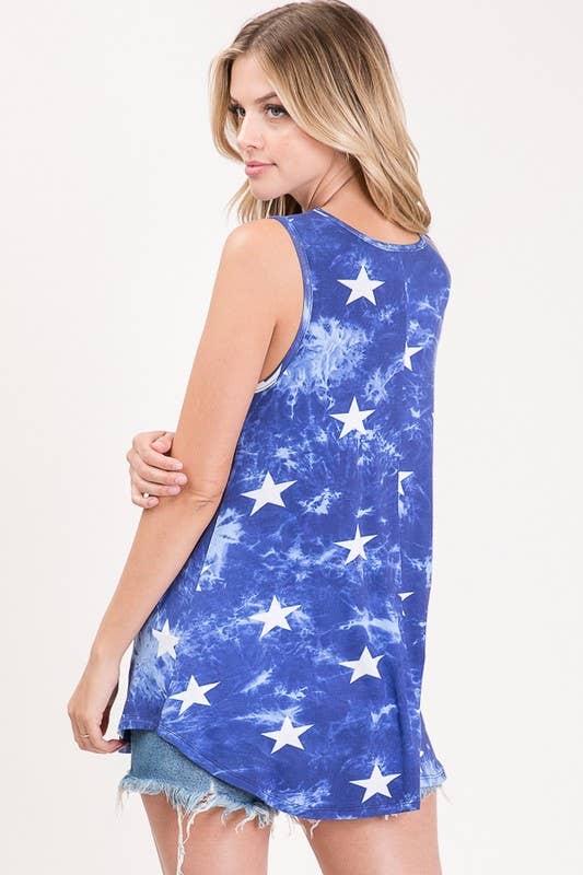 Blue Sleeveless Top with Stars