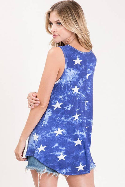 Blue Sleeveless Top with Stars