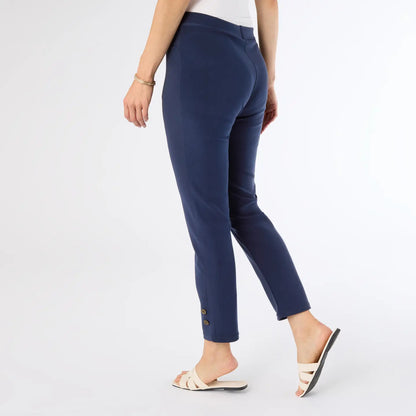 Georgie Ankle Pant with Button Bottom - Navy