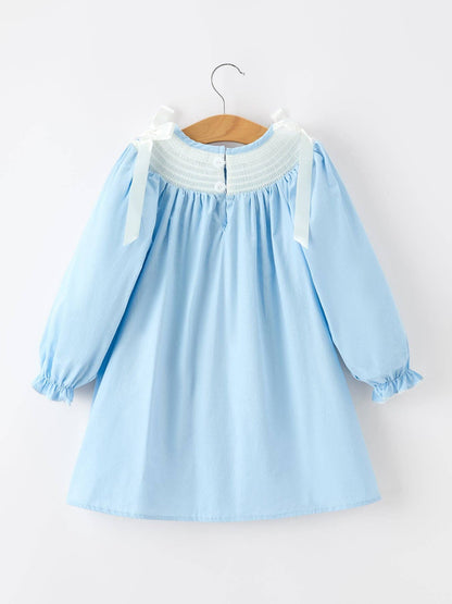 Christmas Nativity Smocked Long Sleeve Girls Dress