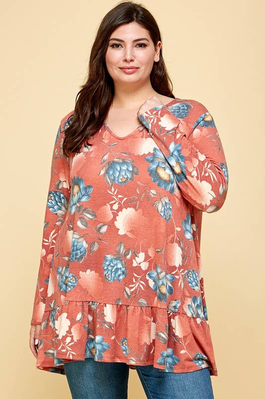 Plus Size Floral Swing Tunic Top