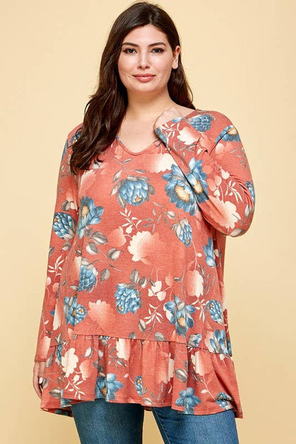 Plus Size Floral Swing Tunic Top