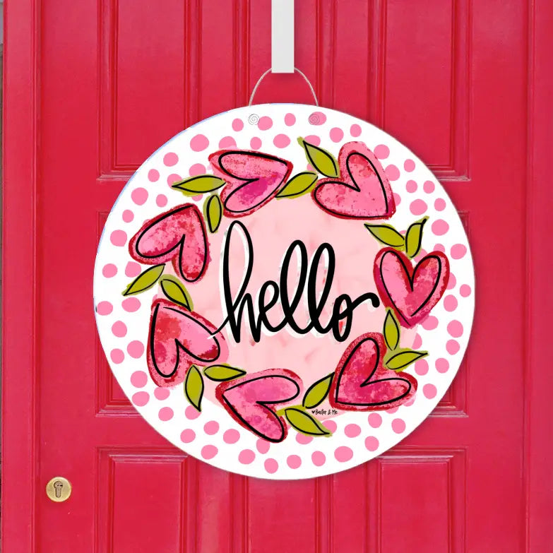 Hello Heart Vine Wreath Door Hanger