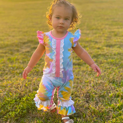 Pastel Tie Dye Baby Girls Spring Romper Easter Kids Clothes